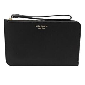 Kate Spade Cameron Medium L-Zip Wristlet, Black With Gold Hardware, New